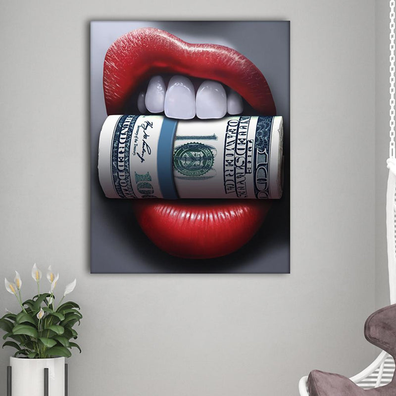 Geld in den Zähnen Leinwand