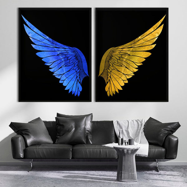 Schmetterlings-Leinwand mit blauen und goldenen Flügeln