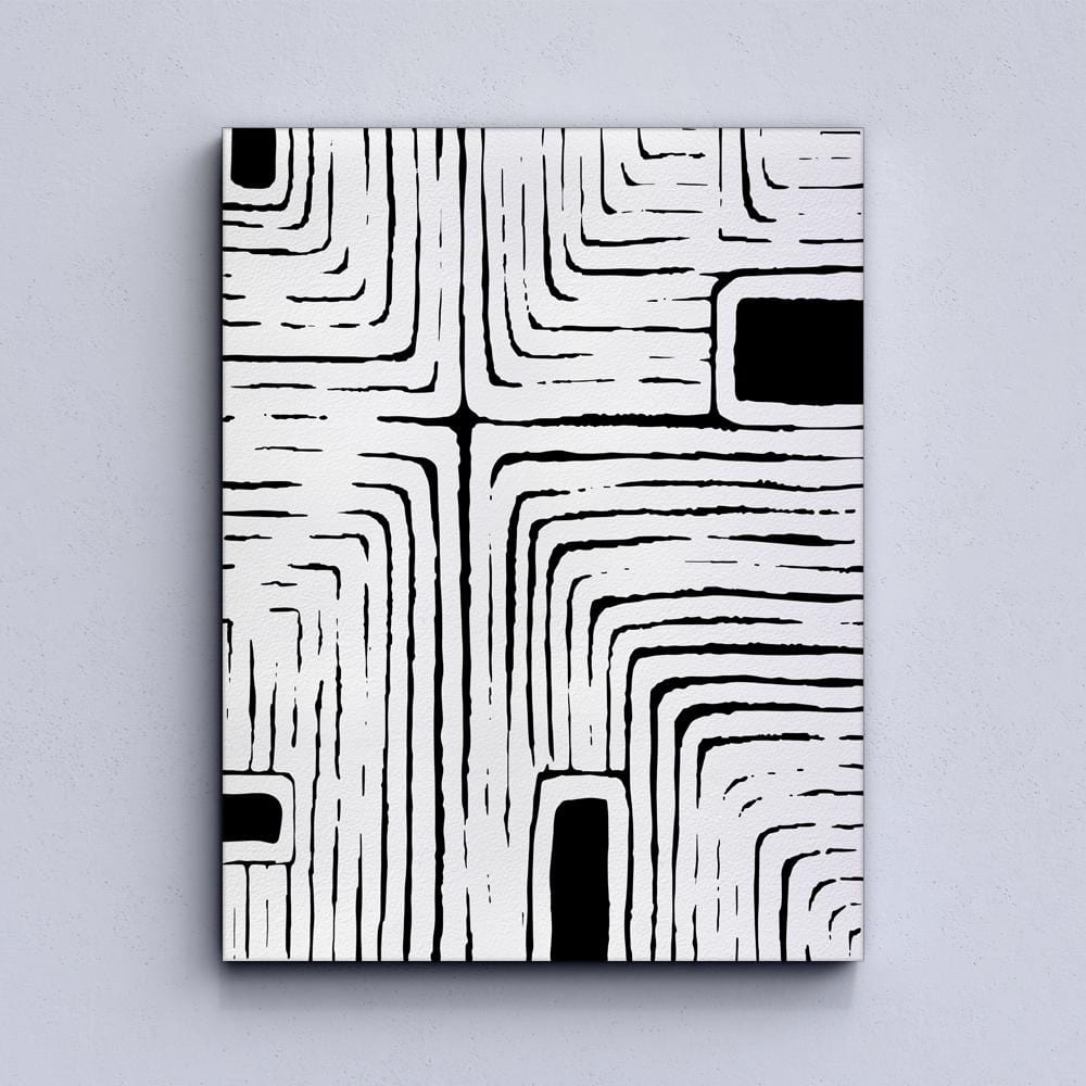 Abstract Labyrinth Abstract Labyrinth Framed Canvas Wall Art Print | Minimalist Poster