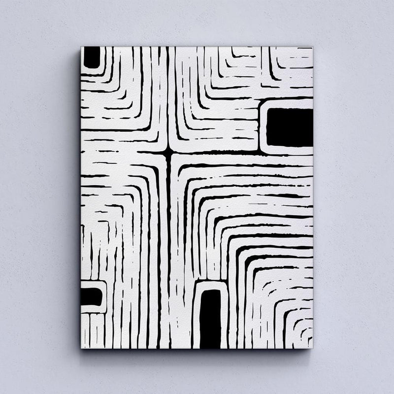 Abstract Labyrinth Framed Canvas Wall Art Print | Minimalist Poster ...