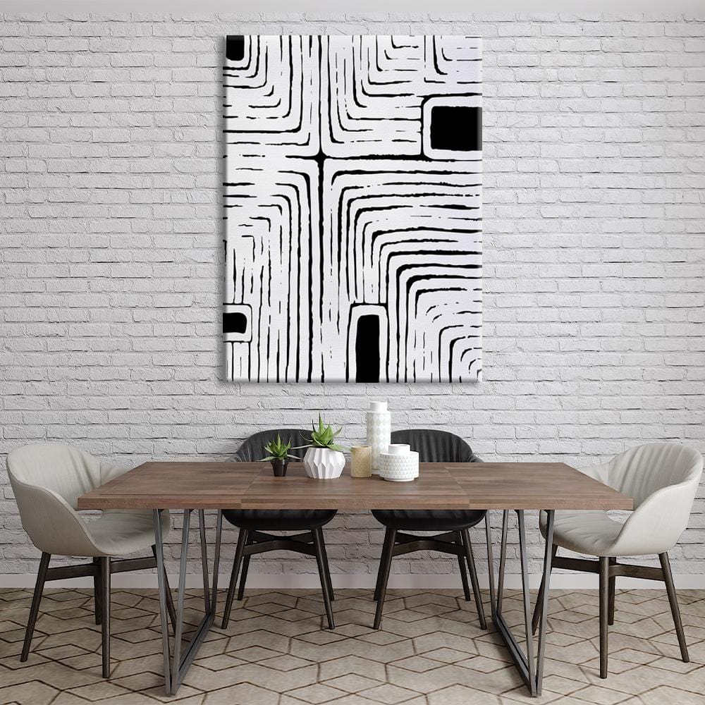 Abstract Labyrinth Abstract Labyrinth Framed Canvas Wall Art Print | Minimalist Poster