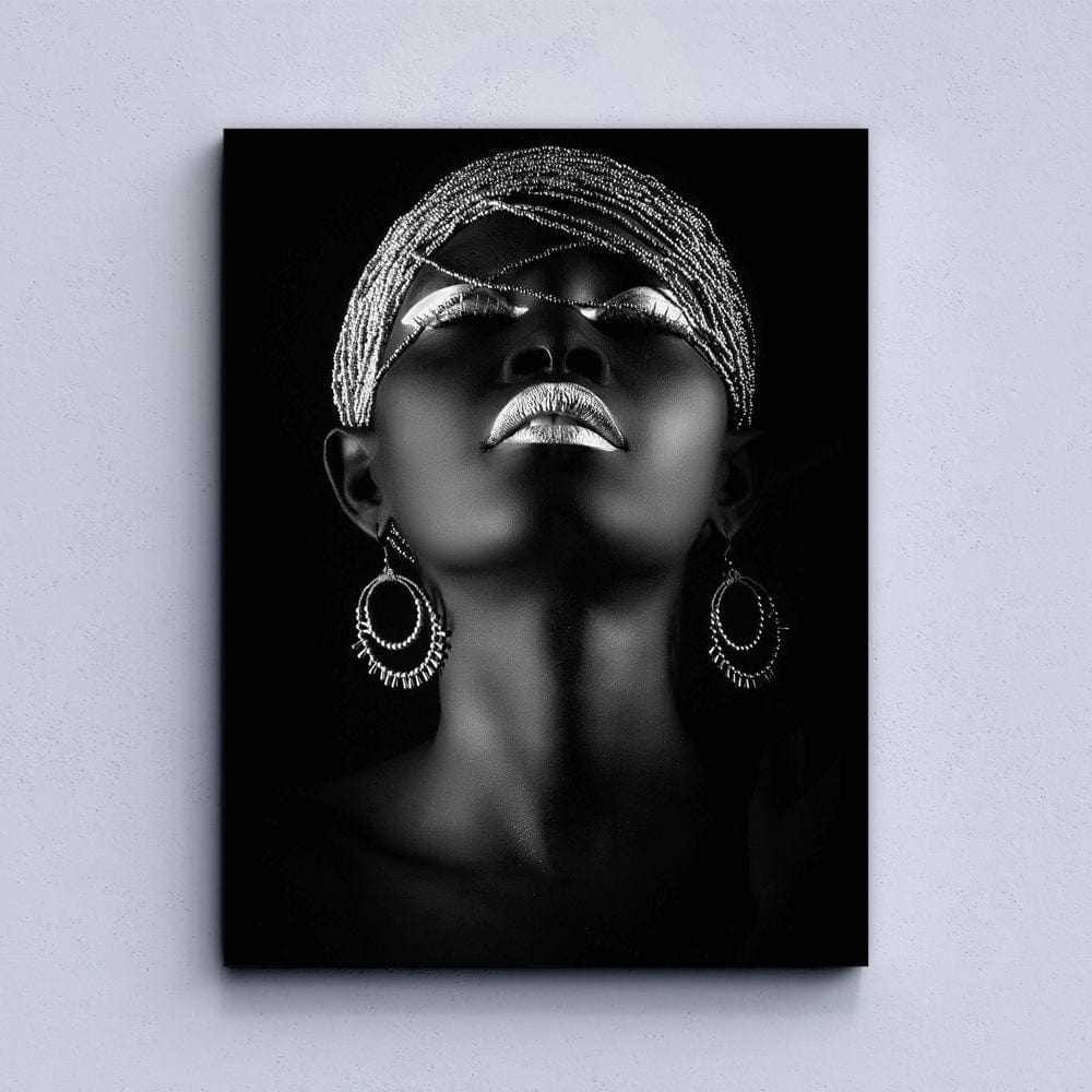 African Woman Silver Canvas