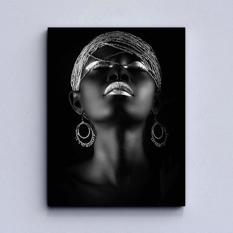 African Woman Silver Canvas