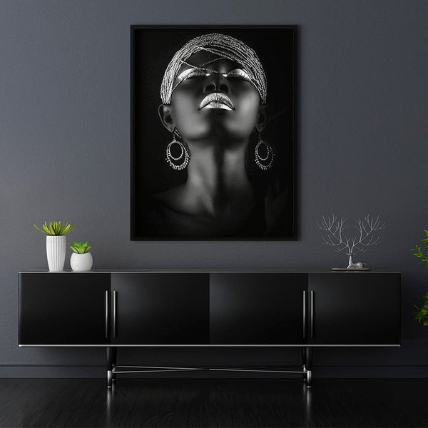 African Woman Silver Canvas