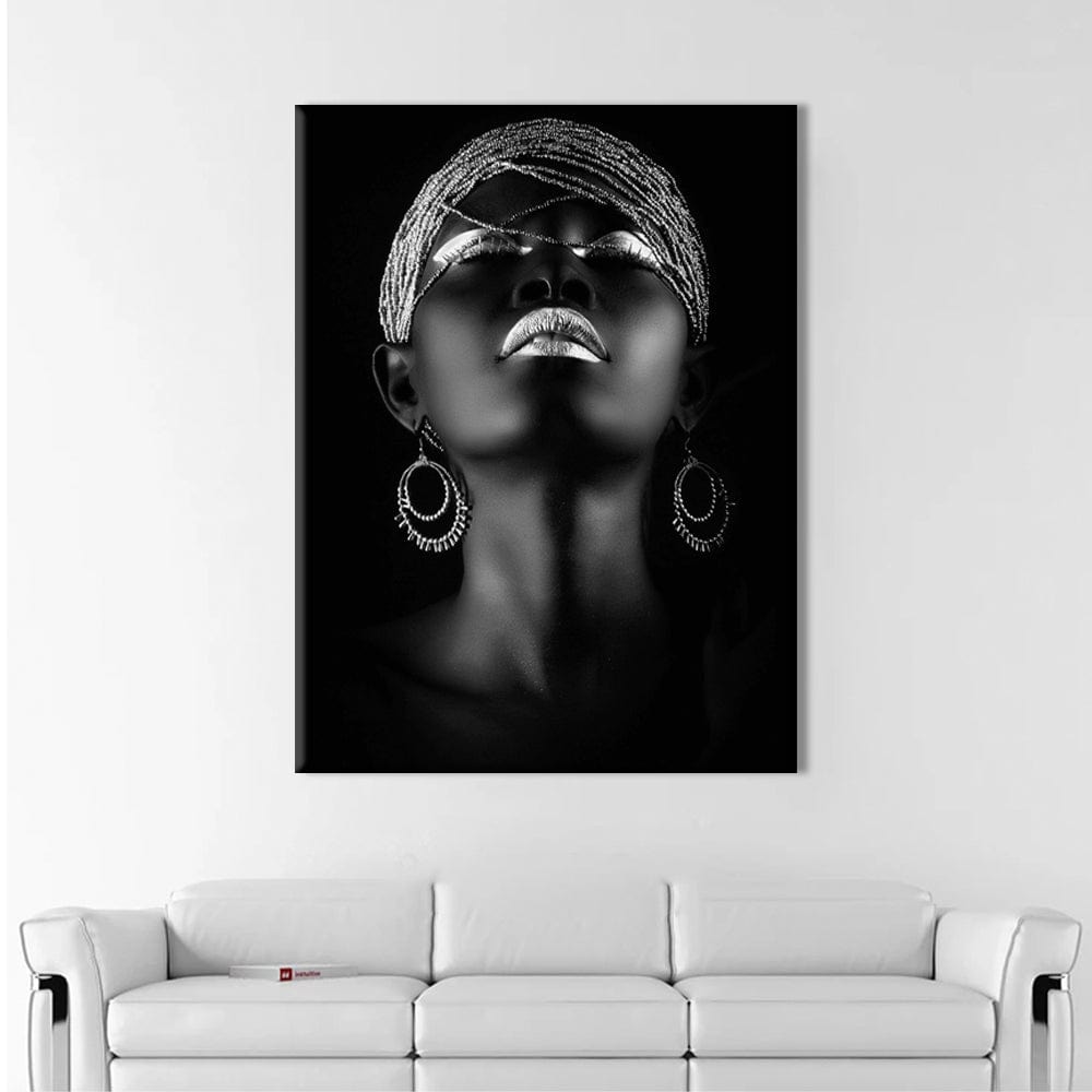 African Woman Silver Canvas