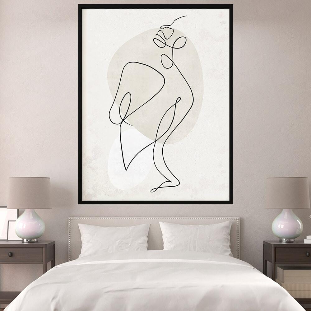 Beige Line Art Canvas