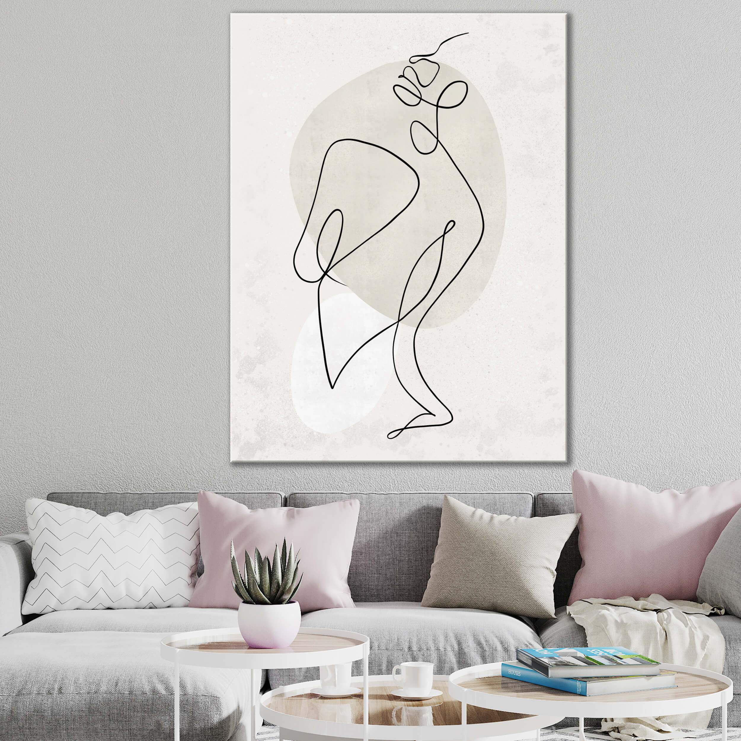 Beige Line Art Canvas