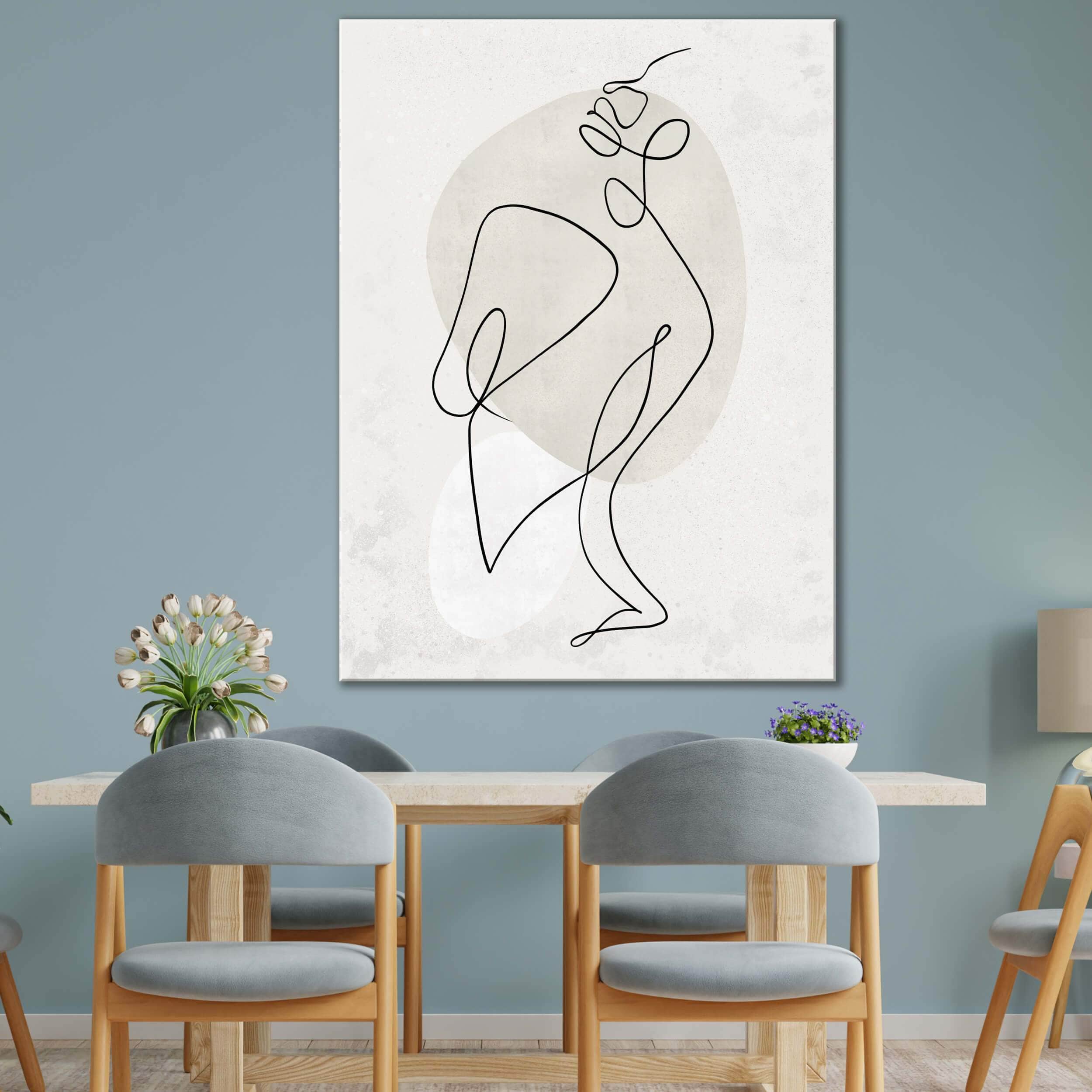 Beige Line Art Canvas