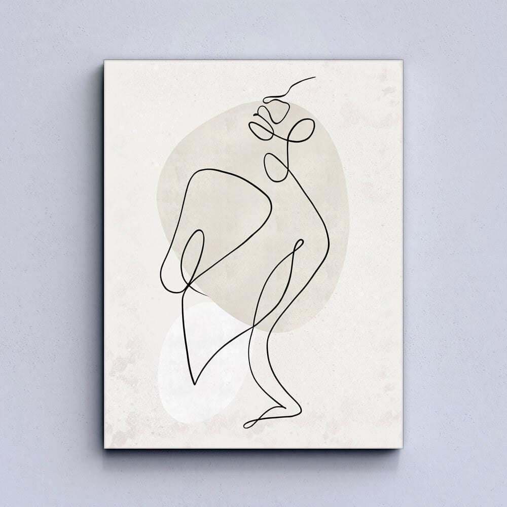 Beige Line Art Canvas