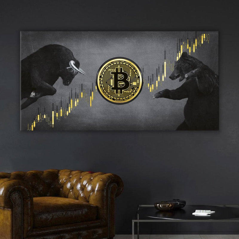 Bitcoin Bull vs Bear Canvas