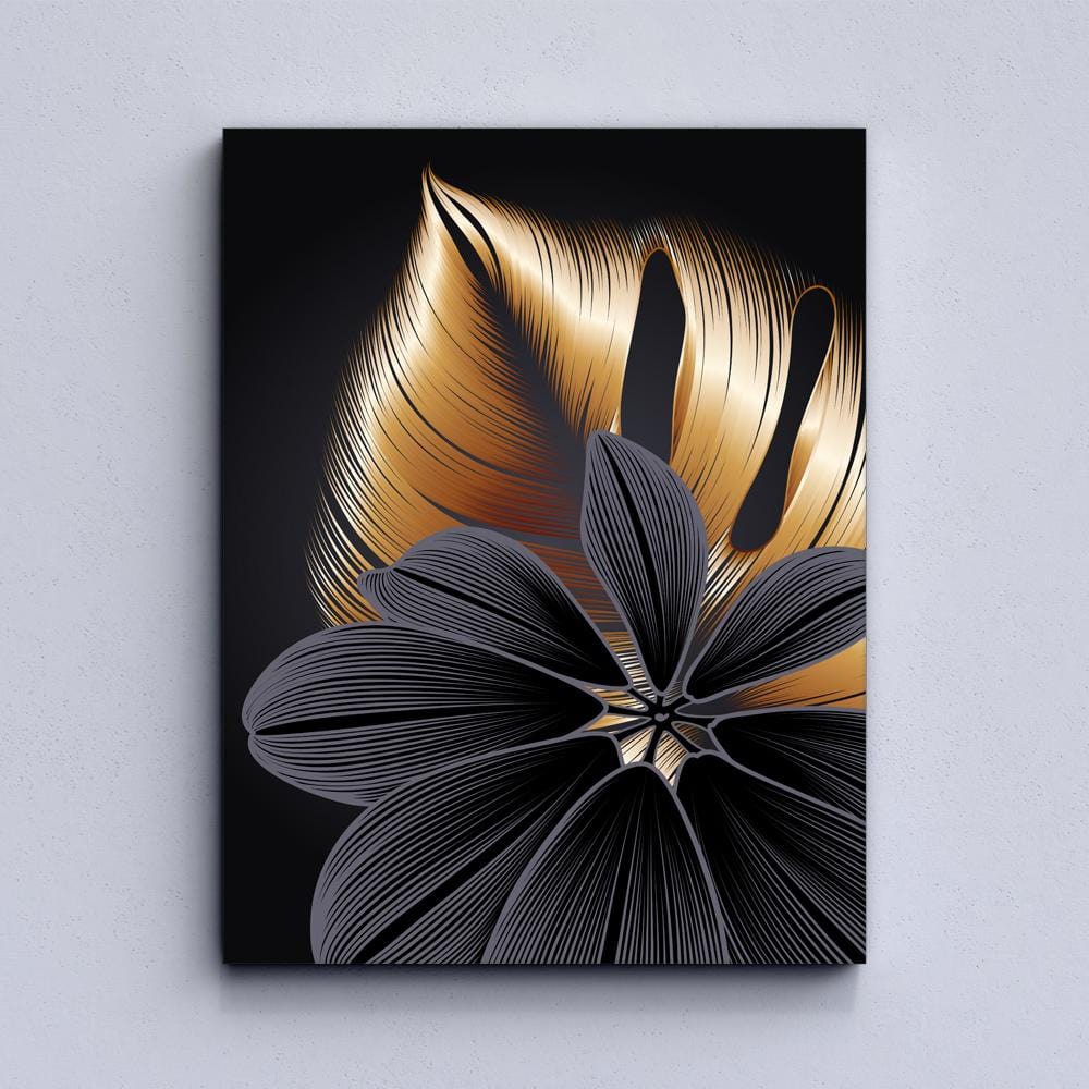 Black And Gold Leaves Canvas