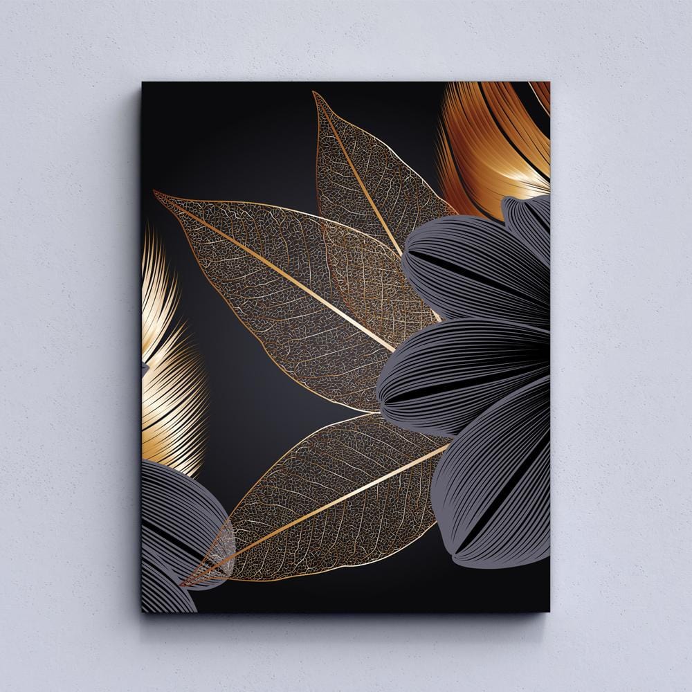 Black And Gold Leaves Canvas