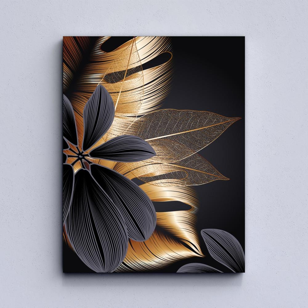 Black And Gold Leaves Canvas