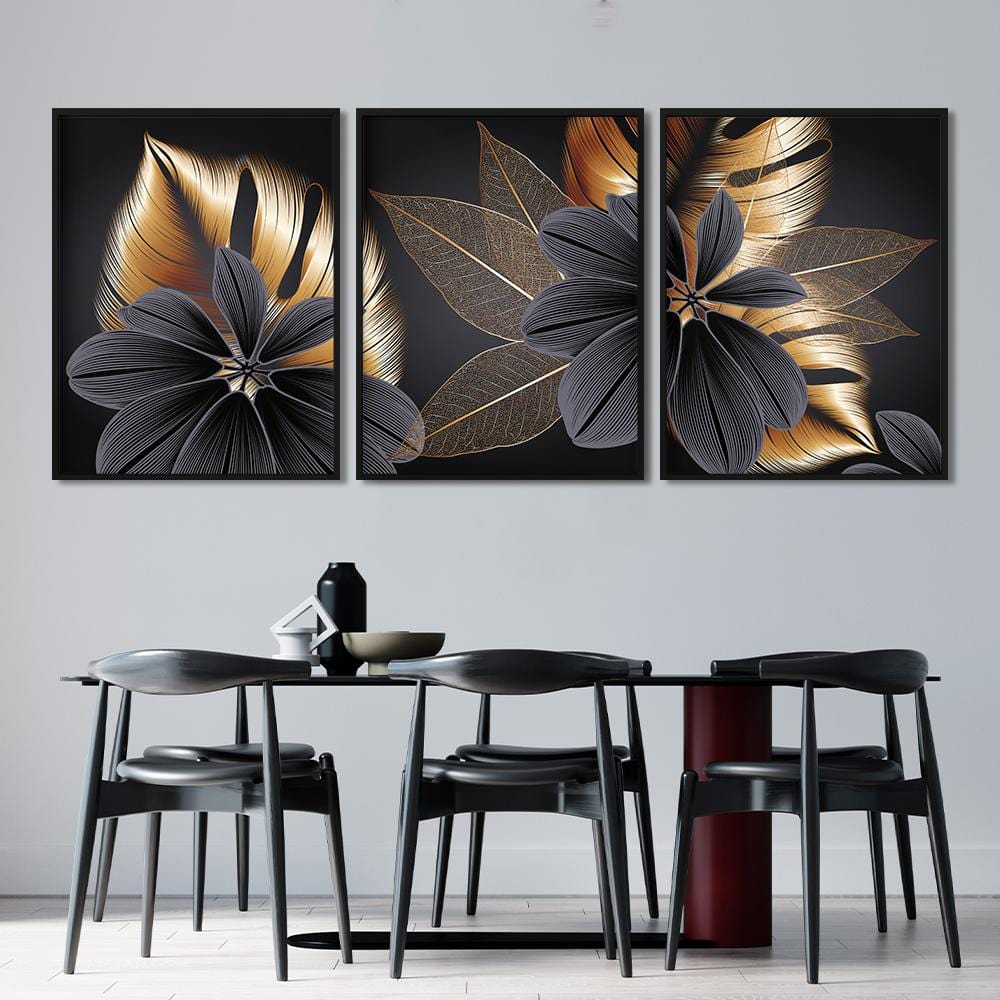 Black And Gold Leaves Canvas