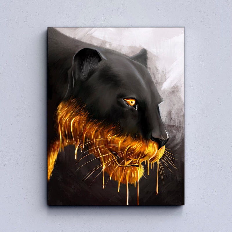 Panther in goldenem Canvas