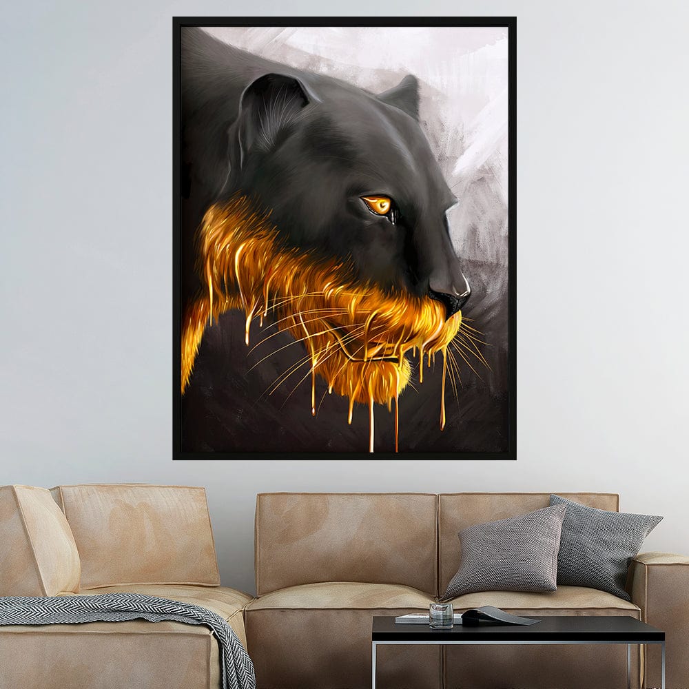 Panther in goldenem Canvas