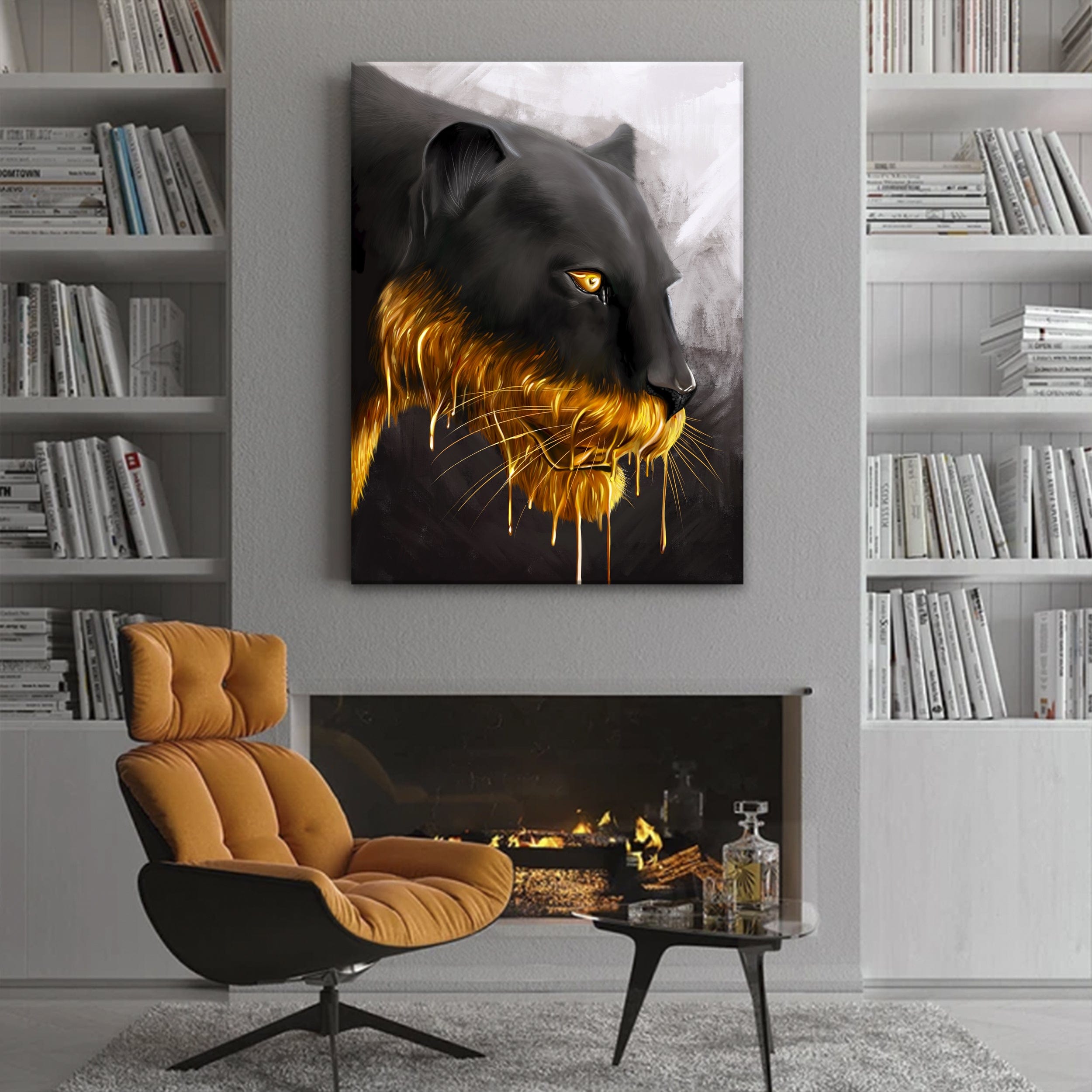 Panther in goldenem Canvas