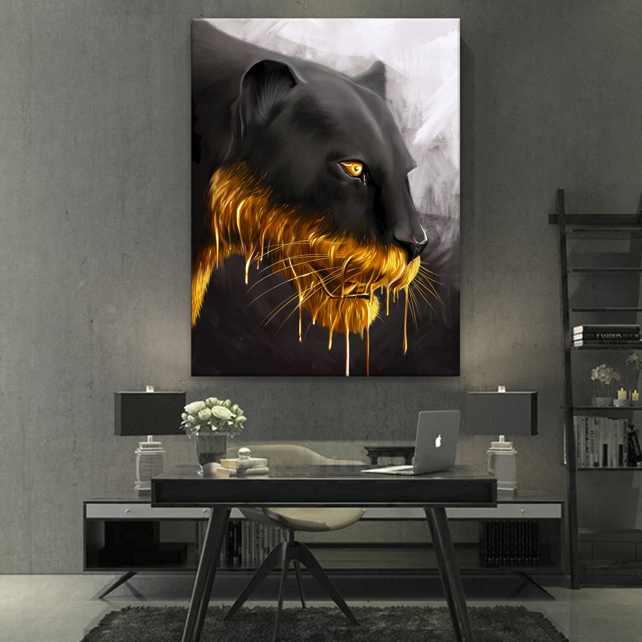 Panther in goldenem Canvas