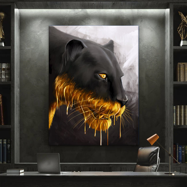 Panther in goldenem Canvas