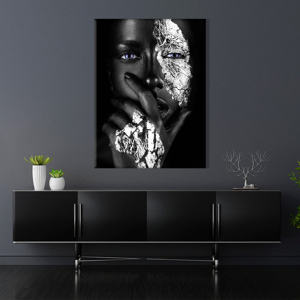 Black Silver Girl Canvas