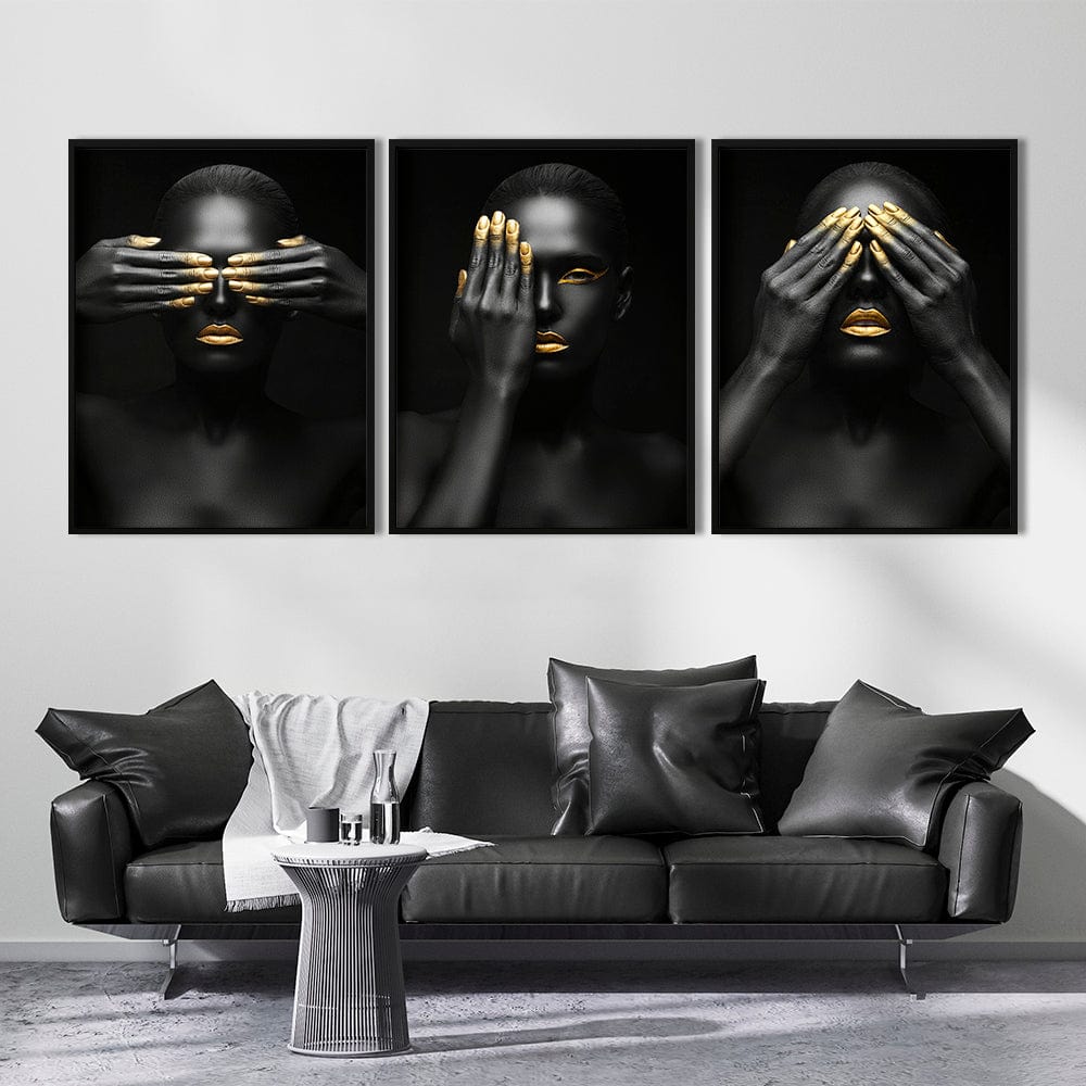 Black & Gold Woman Aesthetic Canvas