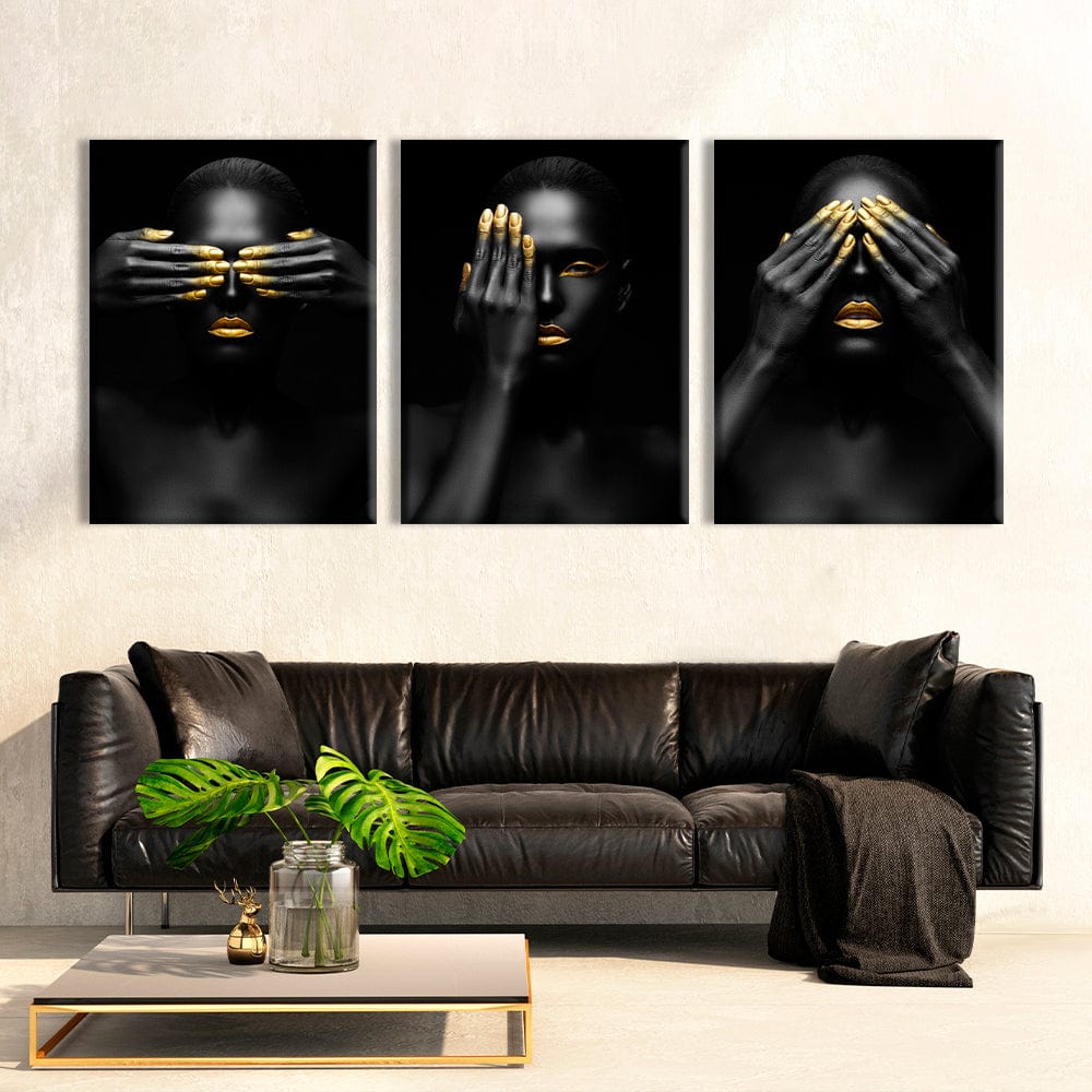 Black & Gold Woman Aesthetic Canvas