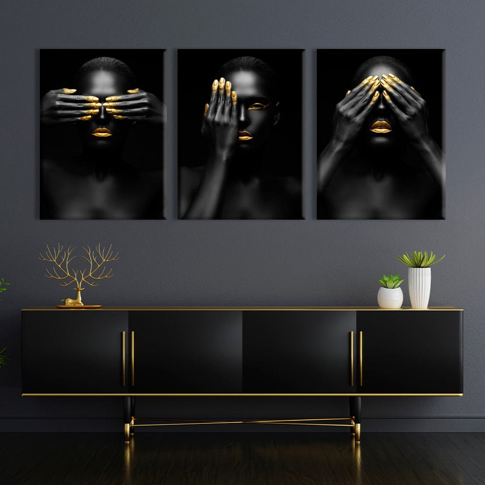 Black & Gold Woman Aesthetic Canvas