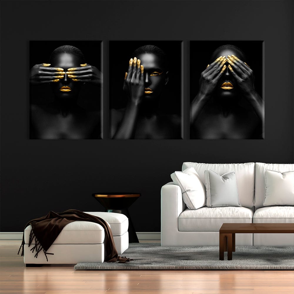 Black & Gold Woman Aesthetic Canvas