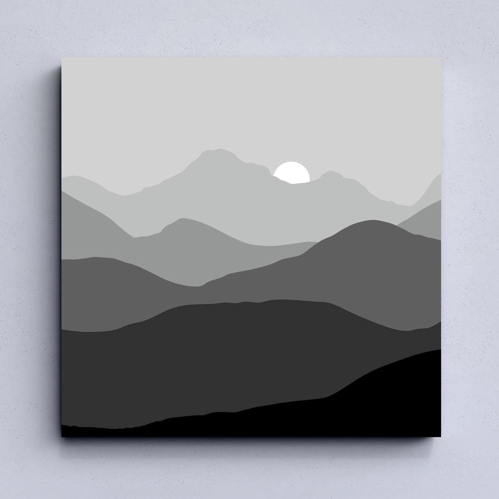 Toile Montagnes noires et blanches