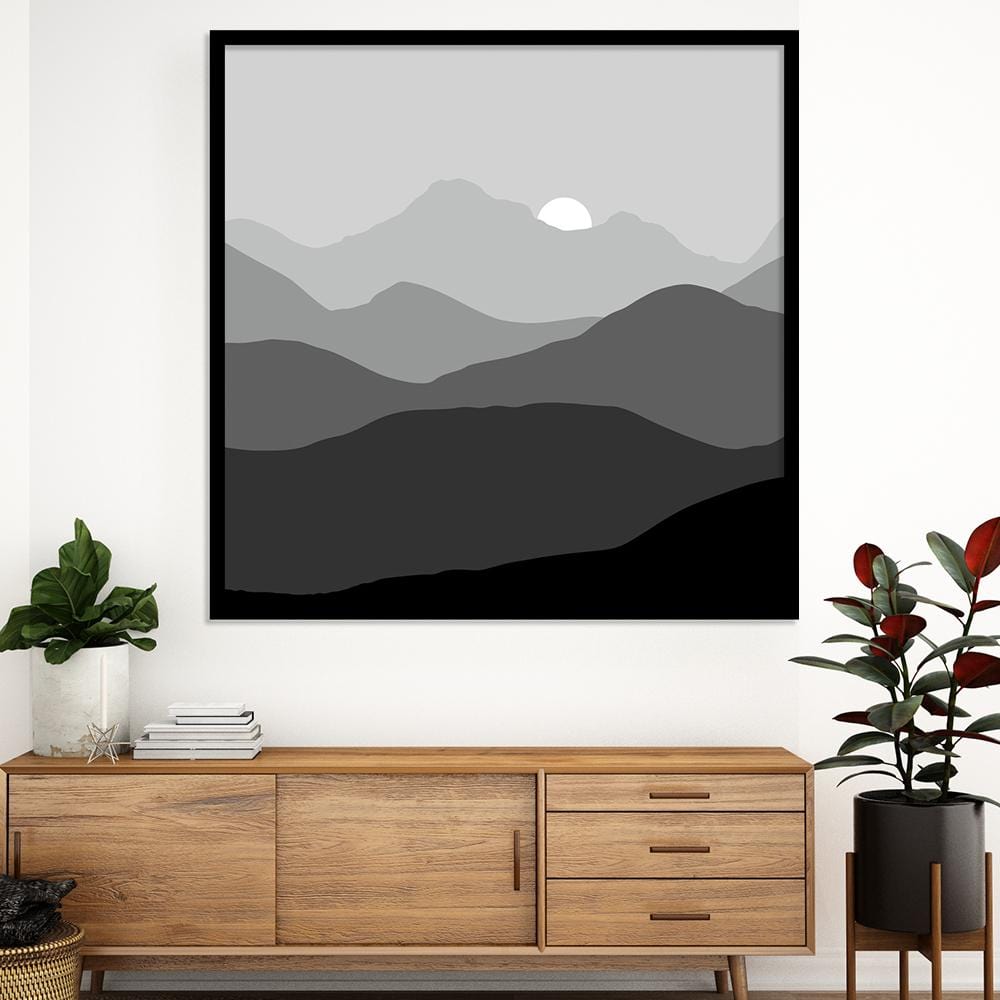 Toile Montagnes noires et blanches