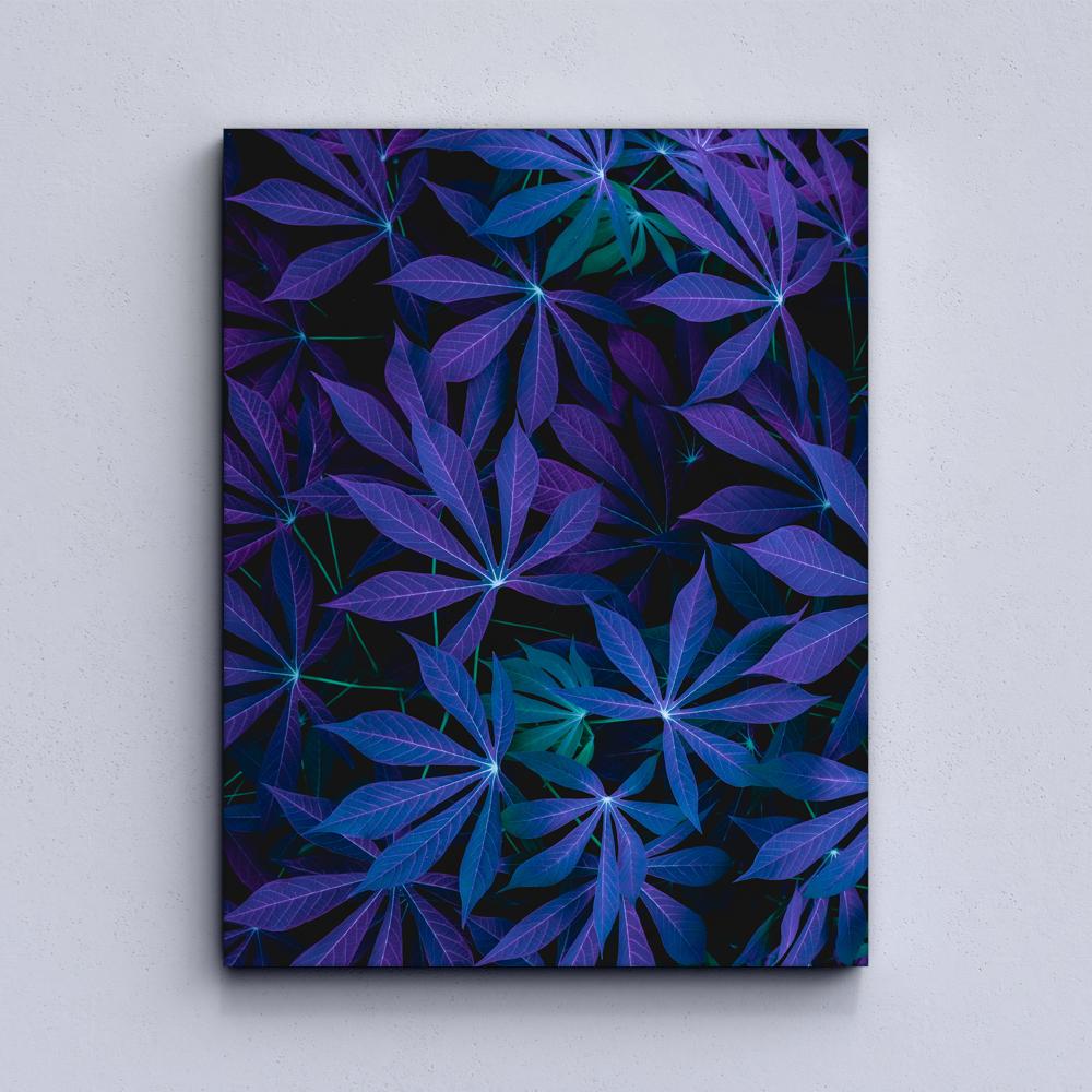 Blue Tropical Leaves Canvas