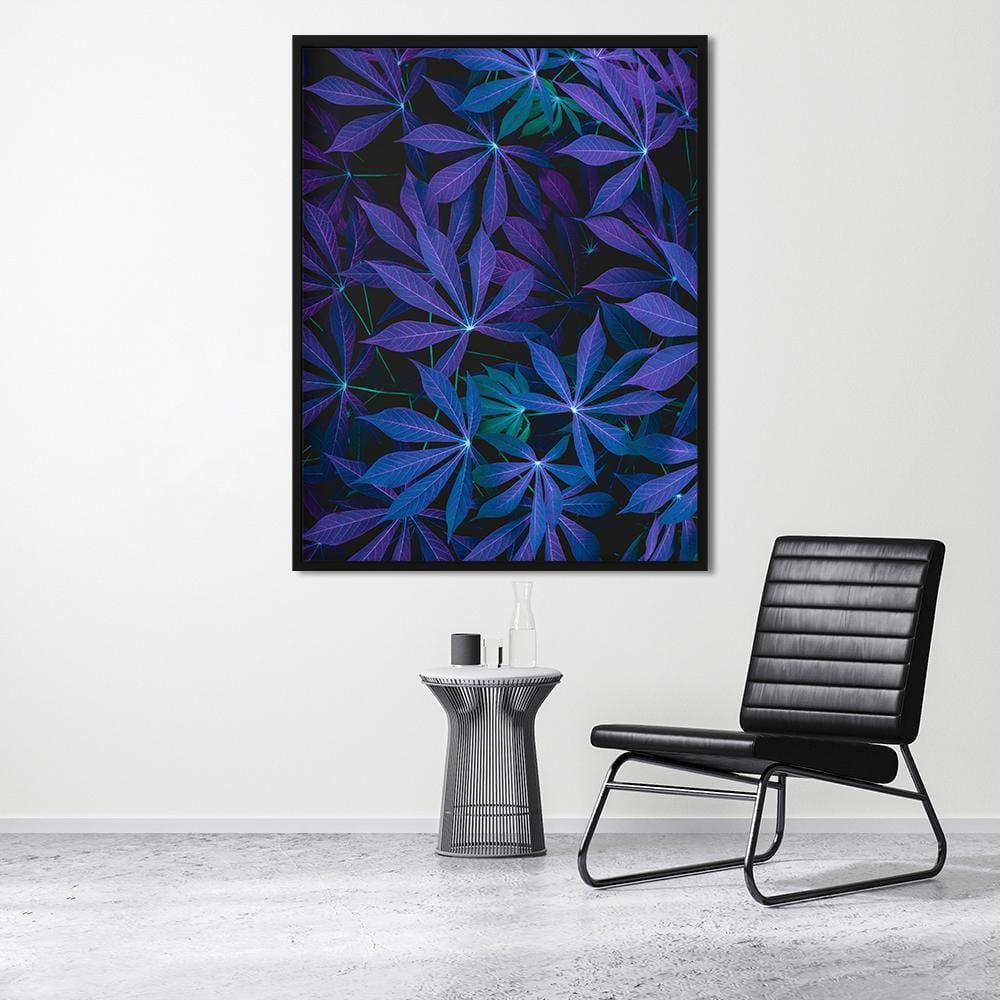 Blue Tropical Leaves Canvas