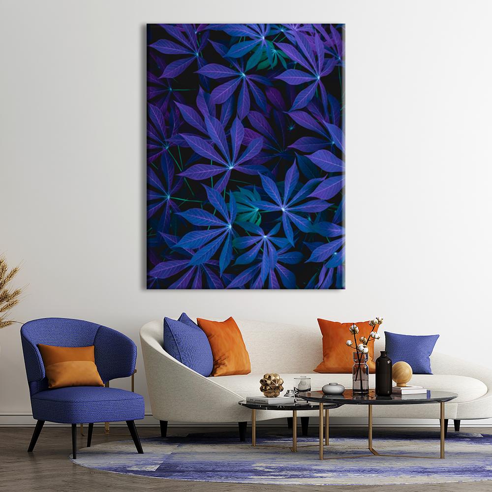 Blue Tropical Leaves Canvas