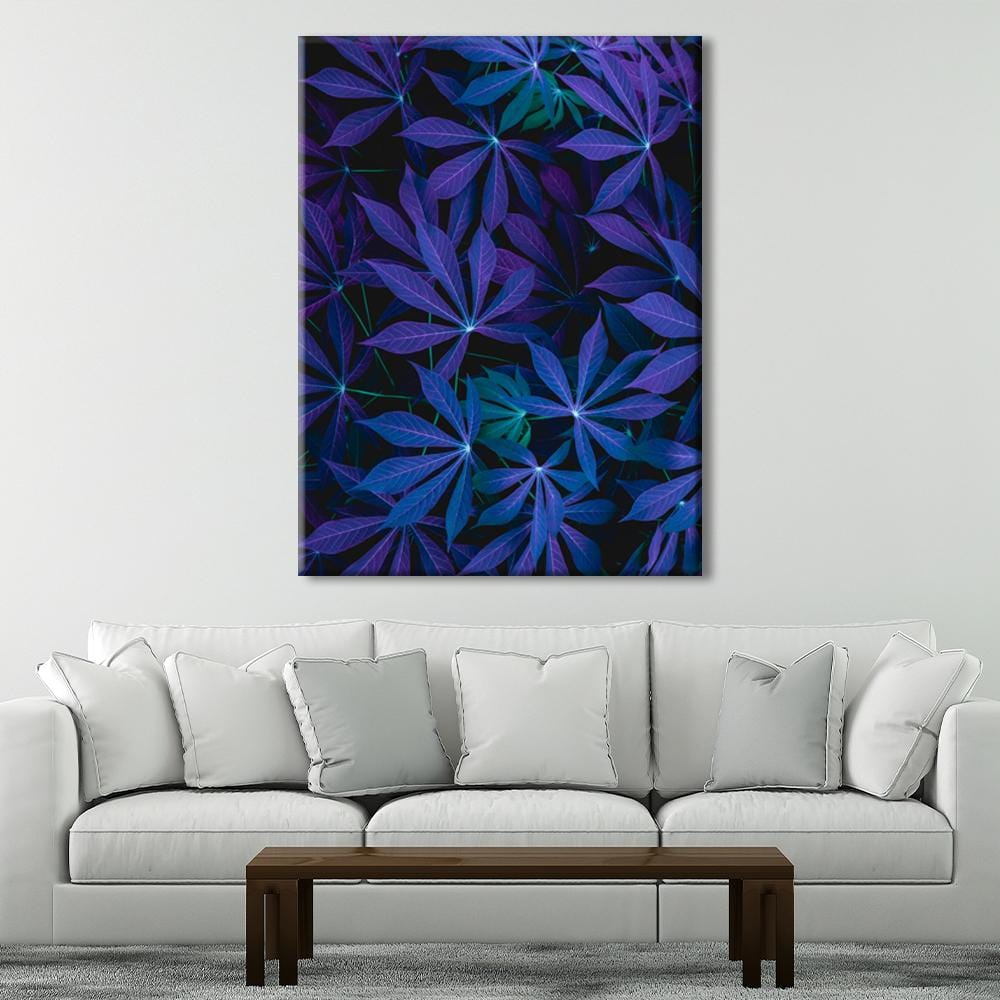 Blue Tropical Leaves Canvas