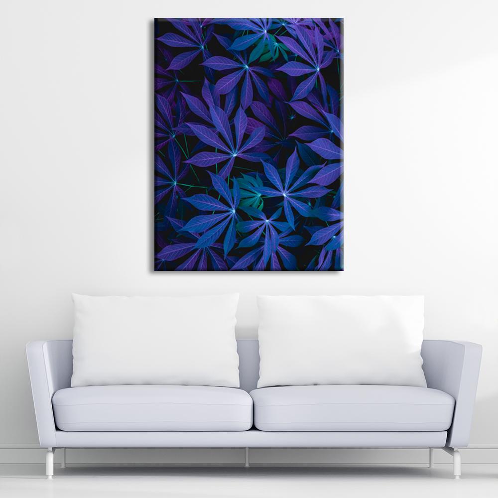 Blue Tropical Leaves Canvas