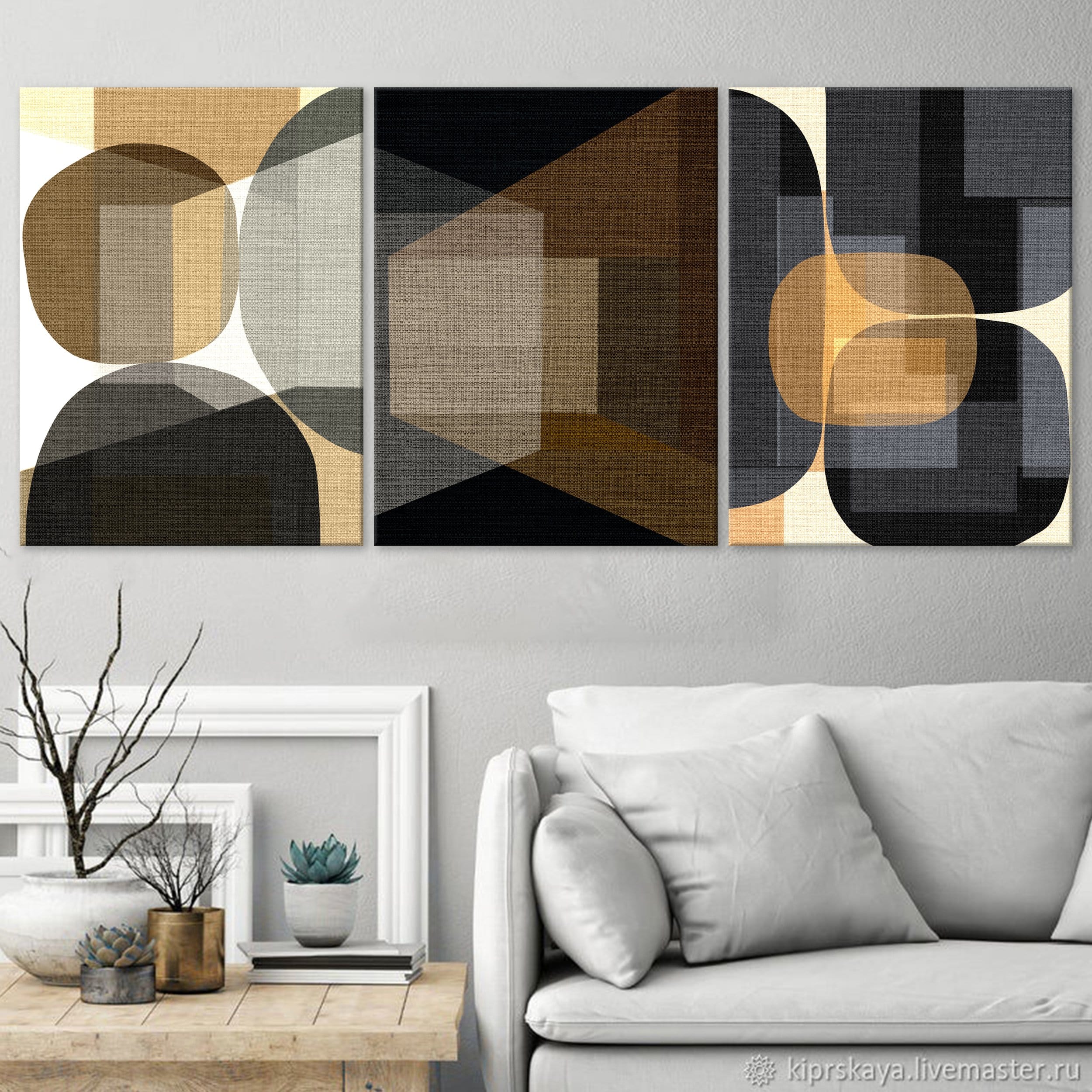 Brown Geometric Abstract Canvas