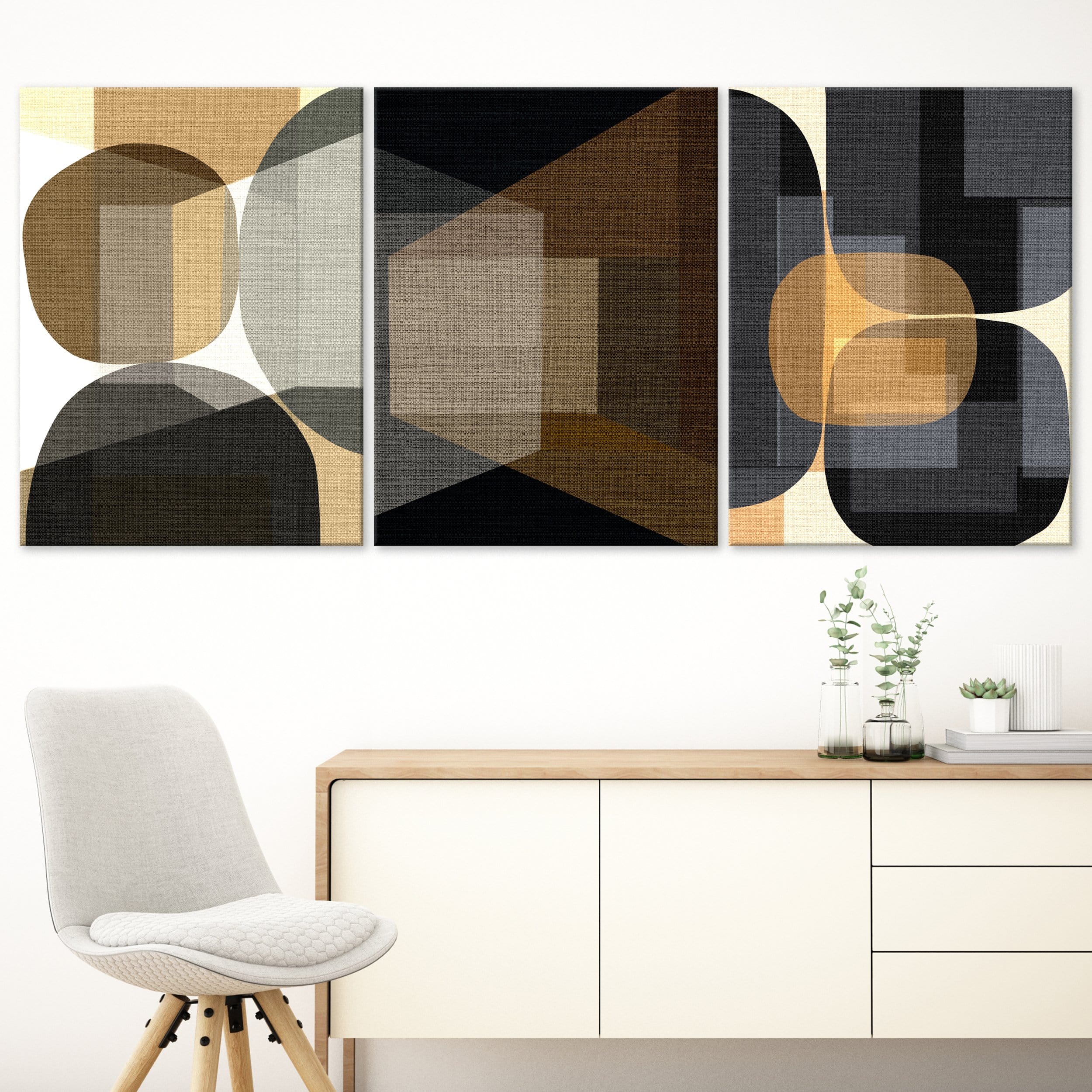 Brown Geometric Abstract Canvas