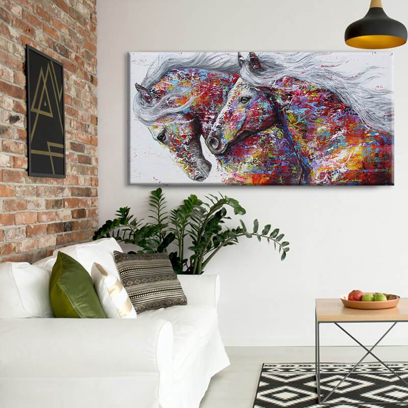 Bunte Pferde-Leinwand