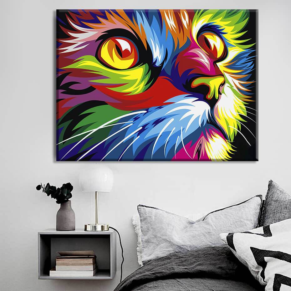 Bunte Katzenleinwand
