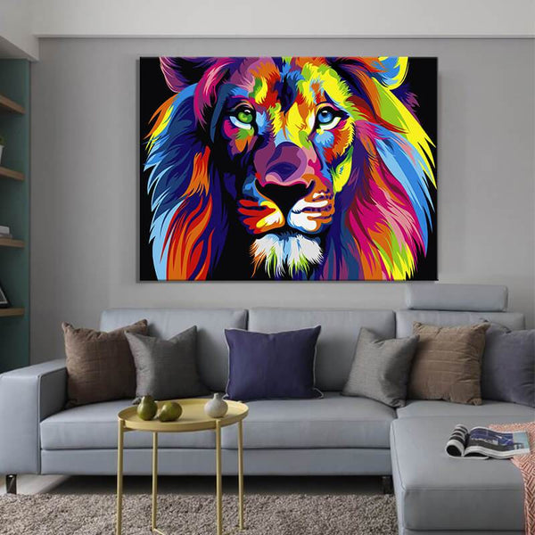 Toile Lion Coloré