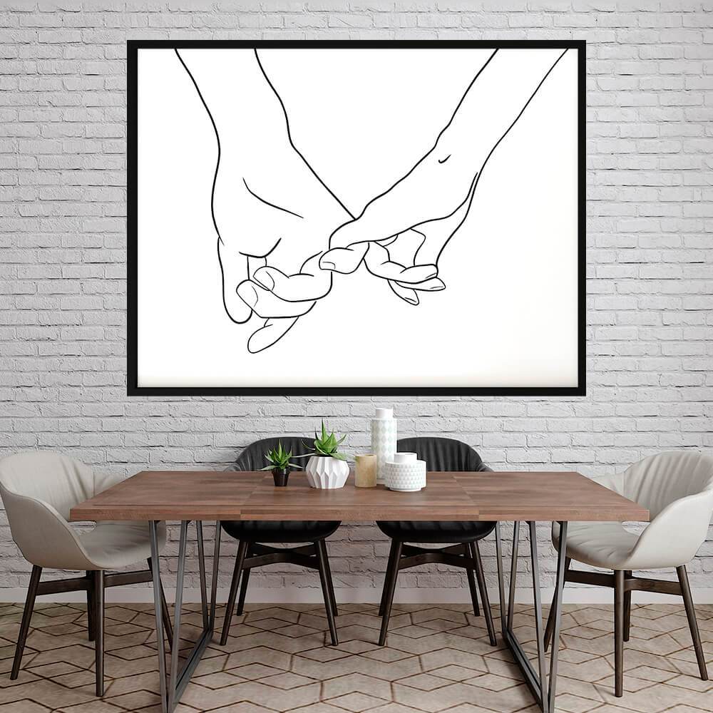 Toile de mains de couple