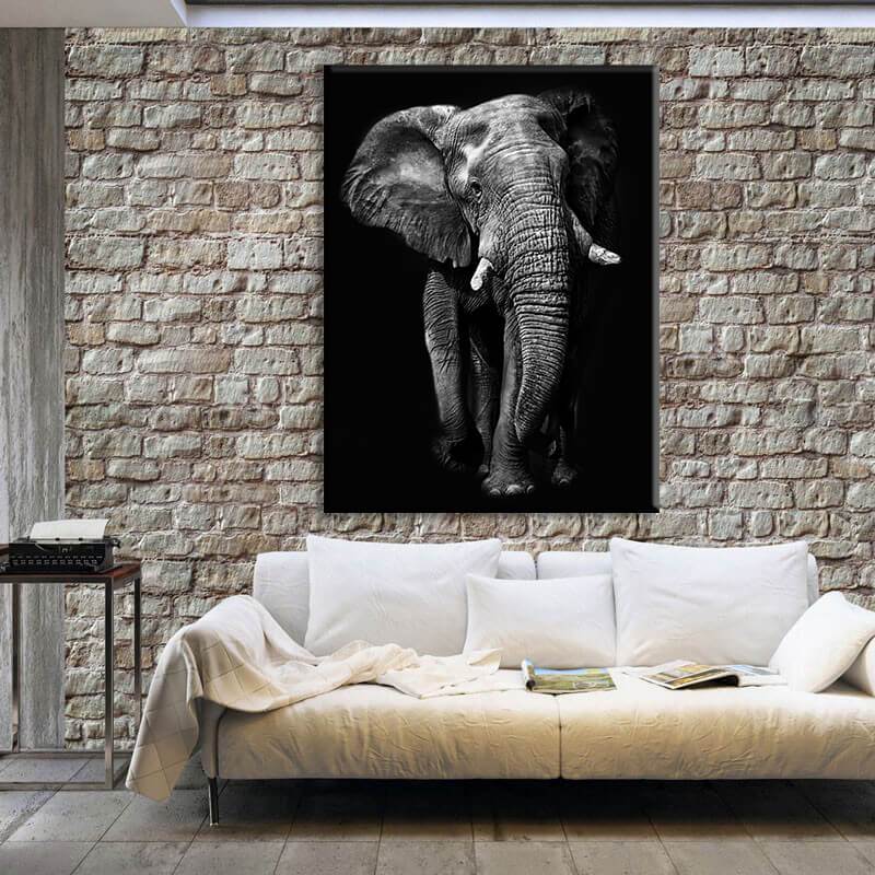 Toile Éléphant Noir