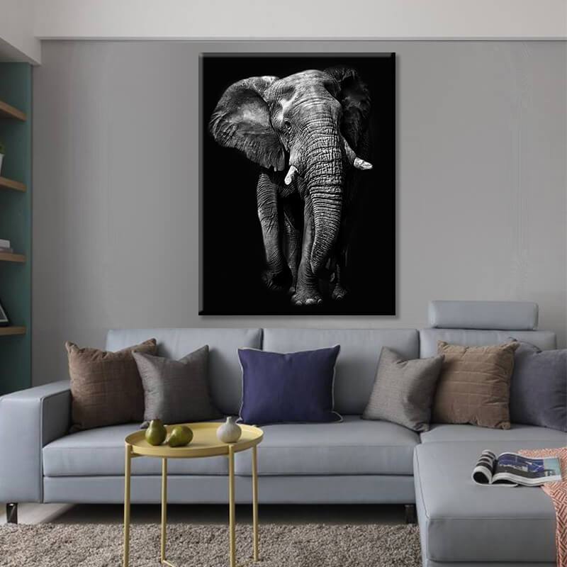 Toile Éléphant Noir