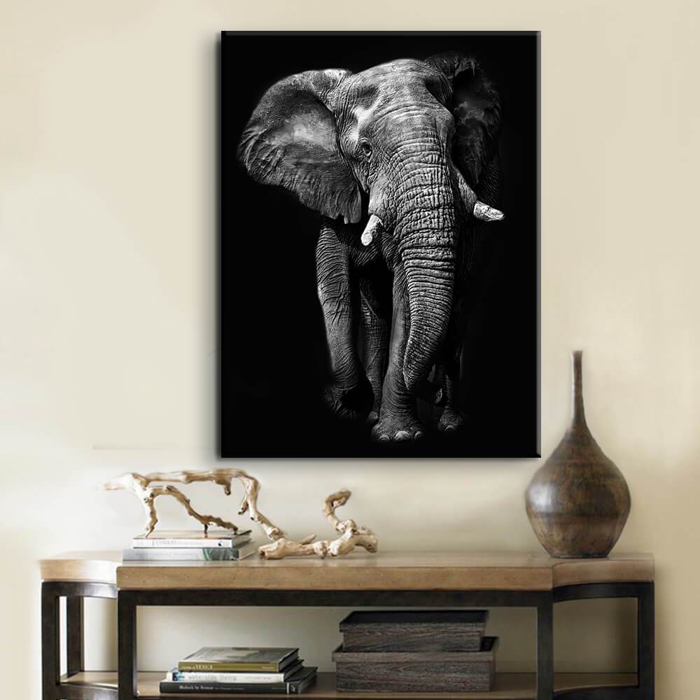 Toile Éléphant Noir