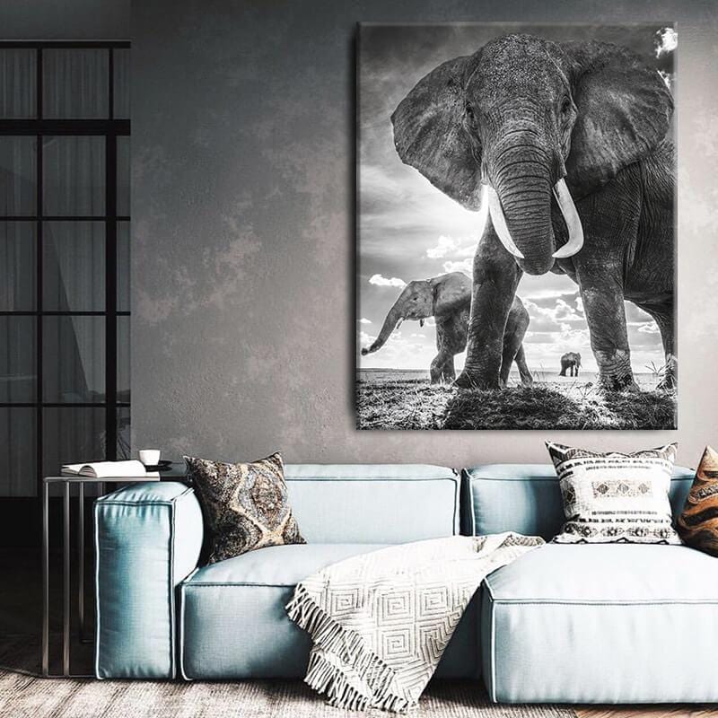 Gray Elephants Canvas