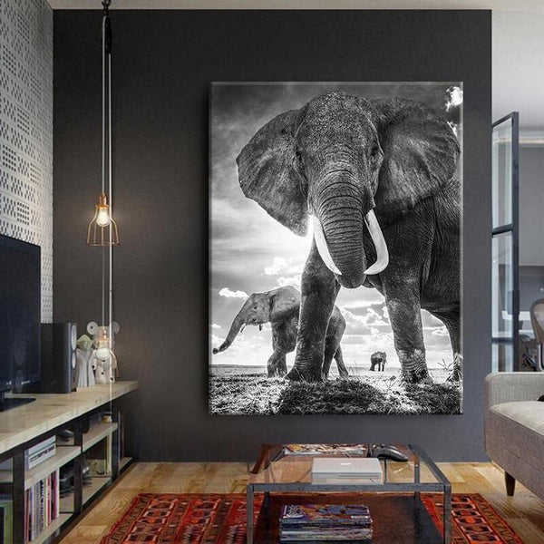 Gray Elephants Canvas