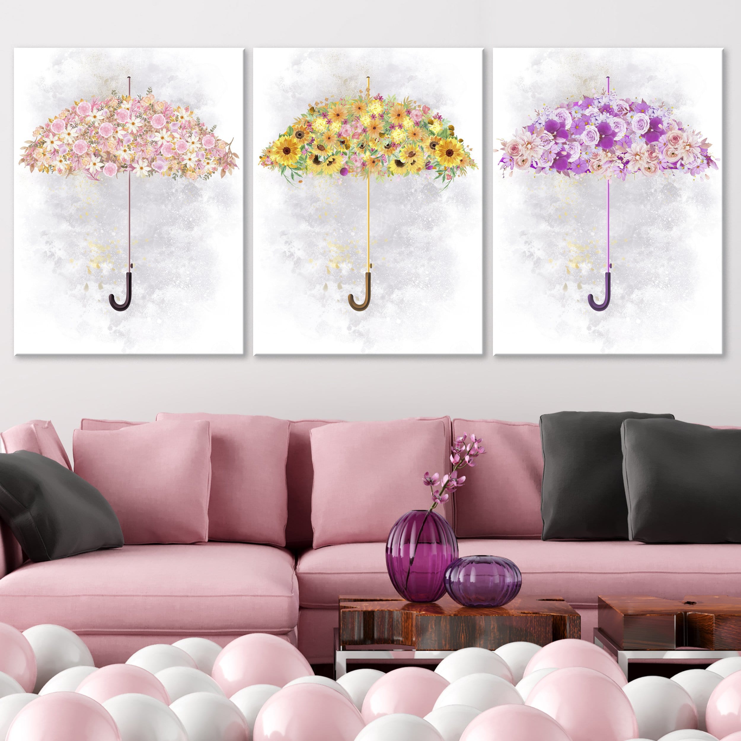 Floral Umbrellas Canvas