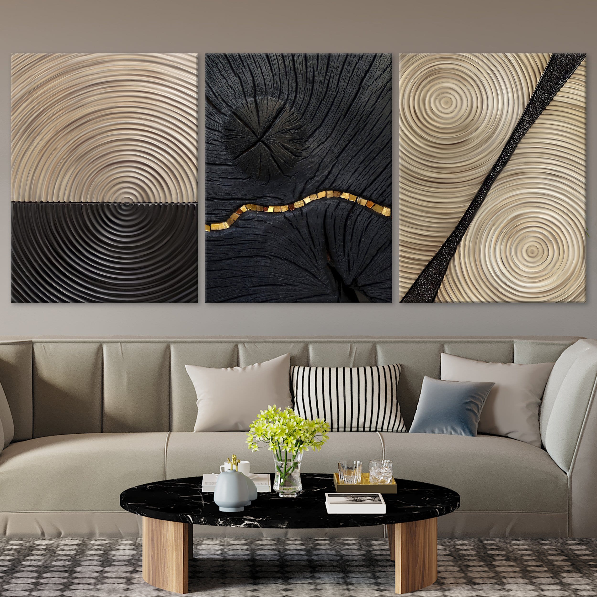 Gold Black Abstract Canvas