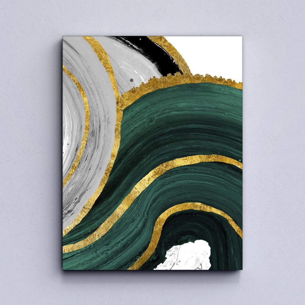 Gold Green Geometric Abstract Canvas