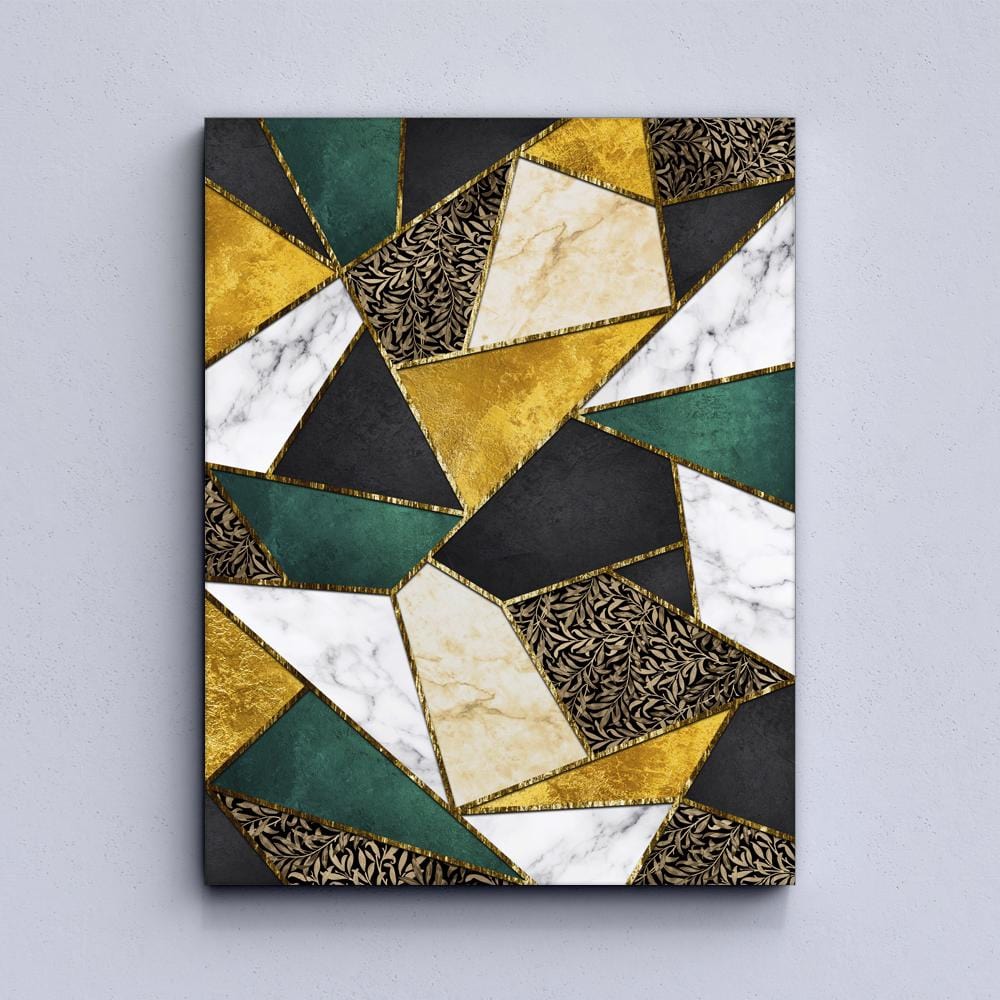 Gold Green Geometric Abstract Canvas